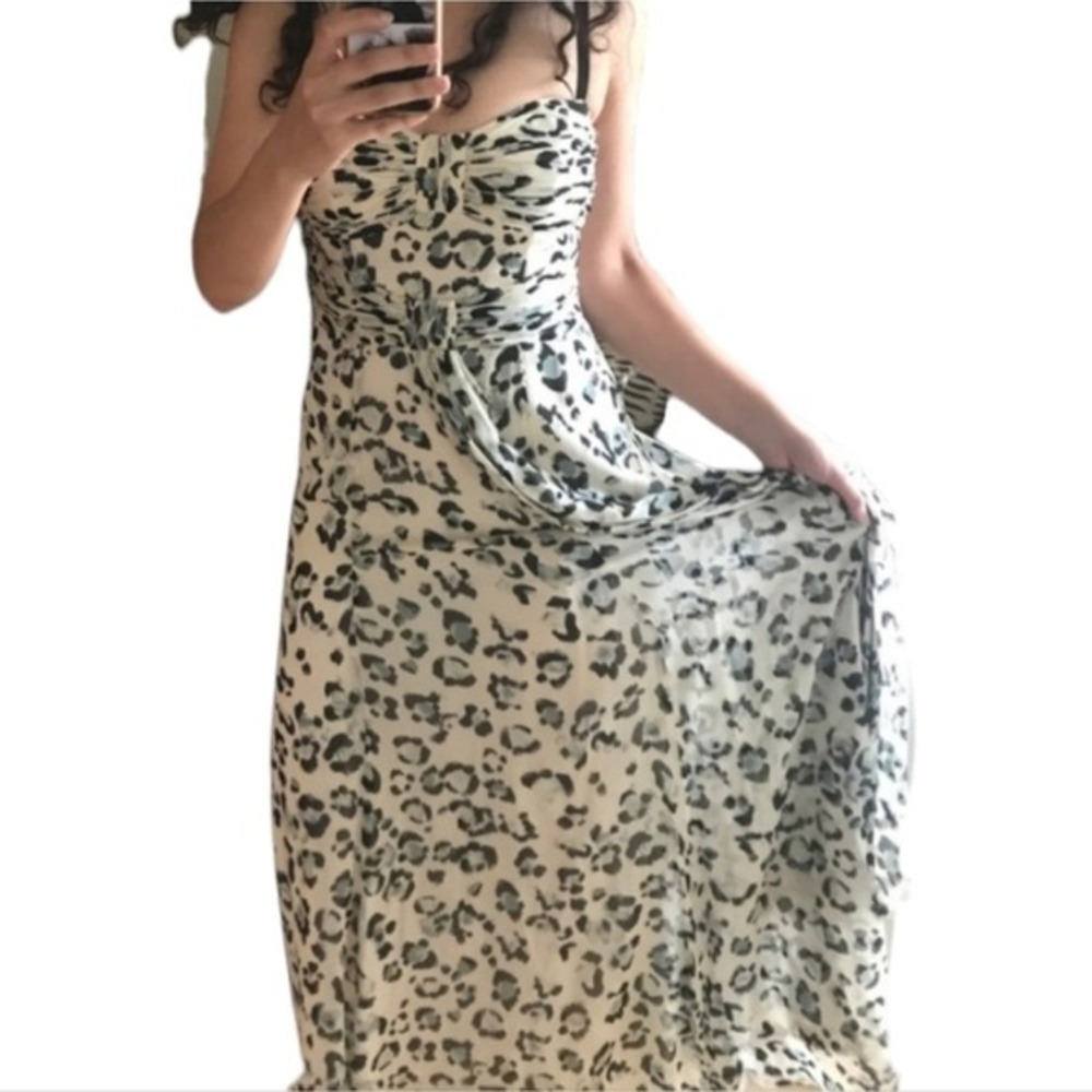 Nanette Lepore 100% Silk Leopard Print Maxi Party Cocktail Dress Size 6